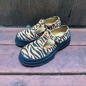 Tiger Print Platform Mary Jane Shoes